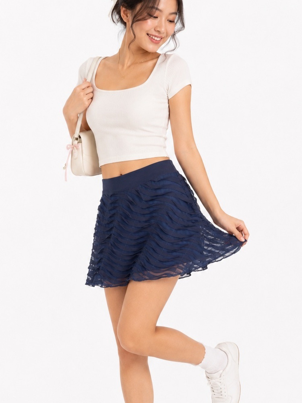 Ark & Co Women’s Blue Skirt Size Medium Lined Ruffled A-Line